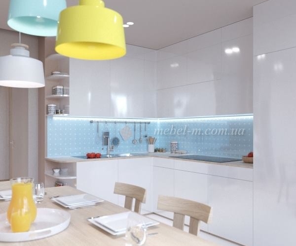 Угловая глянцевая кухня