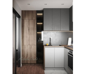 Кухня угловая Киев - шкаф для посуды с подсветкой