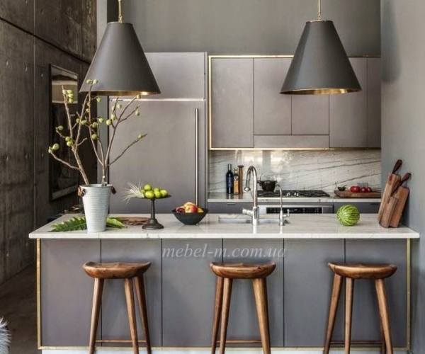 Серая мини кухня на заказ