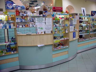 Мебель для аптеки, витрина, касса, стеллажи