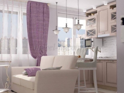 Кухня с крашеными фасадами компатная