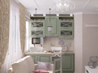 Кухня с крашеными фасадами компатная