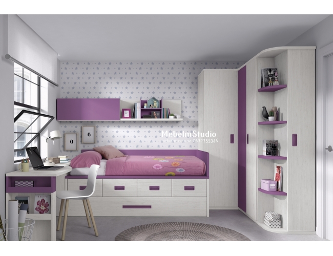 Детская мебель Кровать, Угловой шкаф, стол