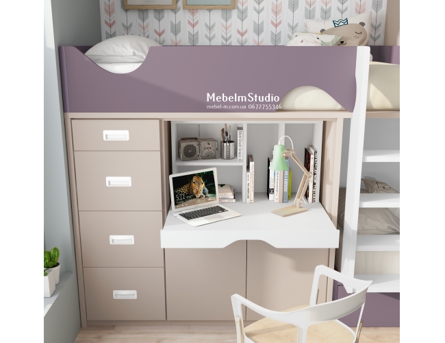 Детская комната с двухъярусной кроватью - Мокко