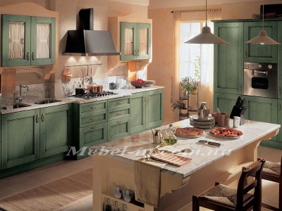 Кухня классика из дерева зеленая вода