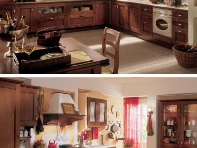 Кухня классика из дерева черешня темная