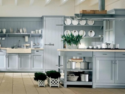 Серая кухня для частного дома