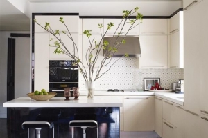 Красная кухни - фото с МДФ фасадами и стойка островок