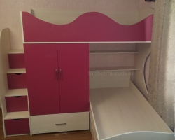 Детская двухъярусная кровать со ступеньками