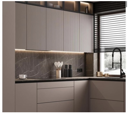 Кухня пастельного пудрового цвета