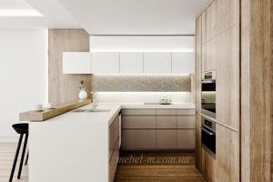 Светлая кухня в современном стиле в Киеве на заказ
