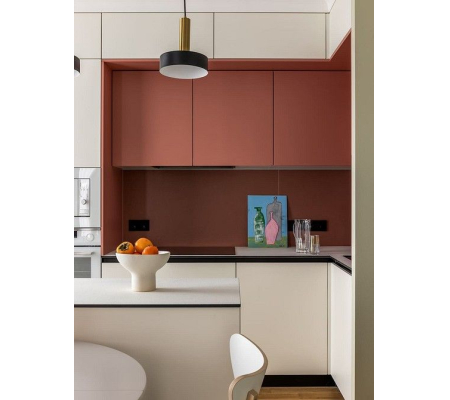 Кухня на заказ оранжево-бежевая