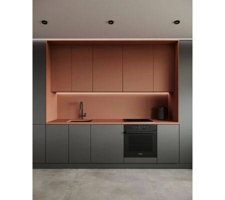 Кухня матовая графит и оранжевая