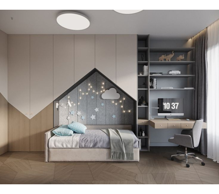 Детская стенка в виде чердака - домик - кровать